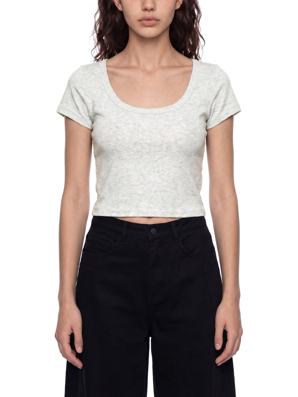 Women's Solid Color Slim Crop T-Shirt